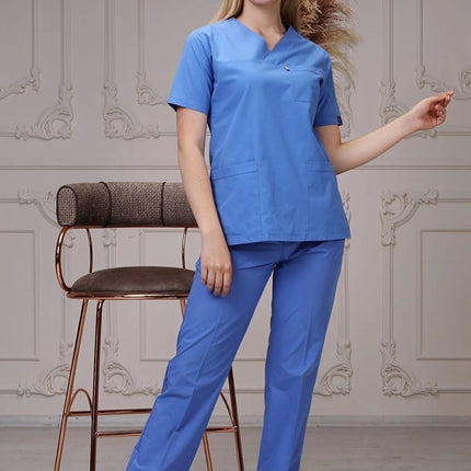 Sky Blue Colored Terycotton Surgical Suit - Raglan Sleeve