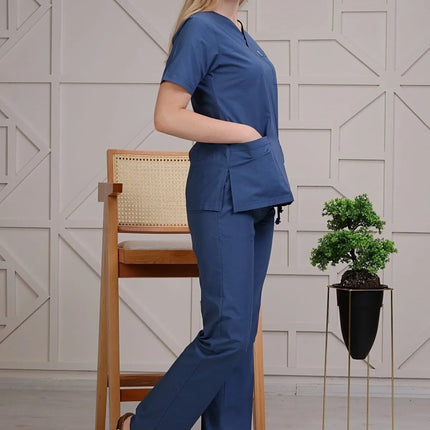 Indigo Colored Terycotton Surgical Suit - Raglan Sleeve