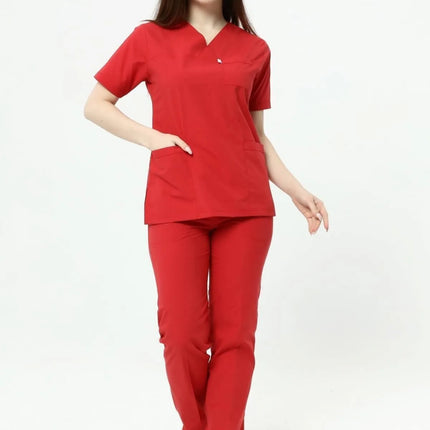 Red Colored Terycotton Surgical Suit - Raglan Sleeve