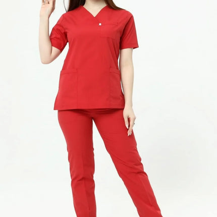 Red Colored Terycotton Surgical Suit - Raglan Sleeve