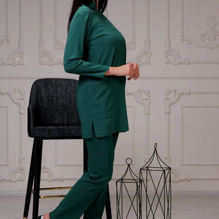 Dark Green Colored Stretch Modest Surgical Suit
