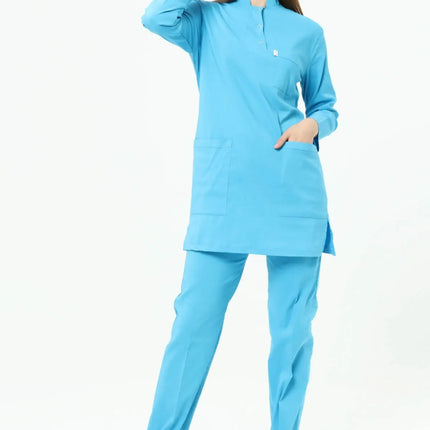 Blauer Stretch-OP-Anzug
