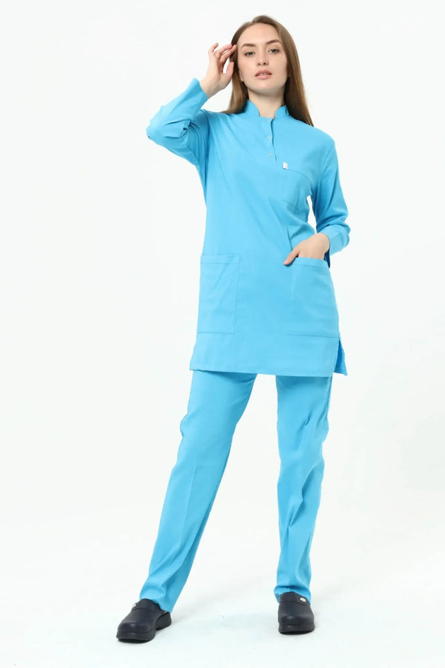 Blauer Stretch-OP-Anzug