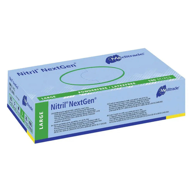Nitrile gloves, NextGen, blue, size large, non-sterile, powder-free