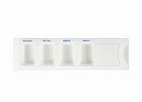 medimex Medikamentendispenser, weiß, 4 Fächer, mit Aufdruck Morgen, Mittag, Abend, Nacht und Morning, Noon, Evening, Night , komplett mit Schiebeblister