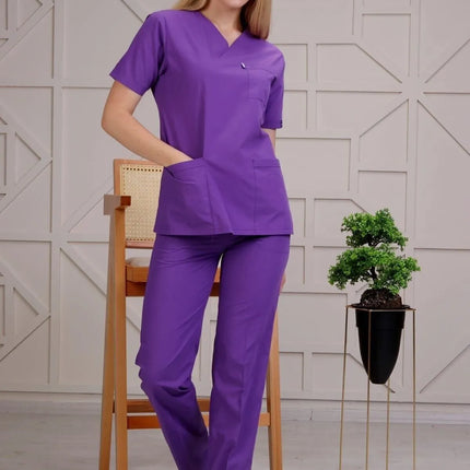 Purple Colored Terycotton Surgical Suit - Raglan Sleeve