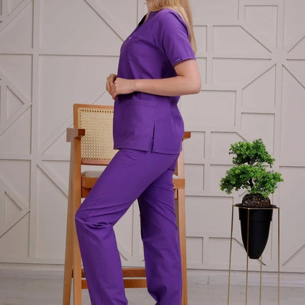 Purple Colored Terycotton Surgical Suit - Raglan Sleeve