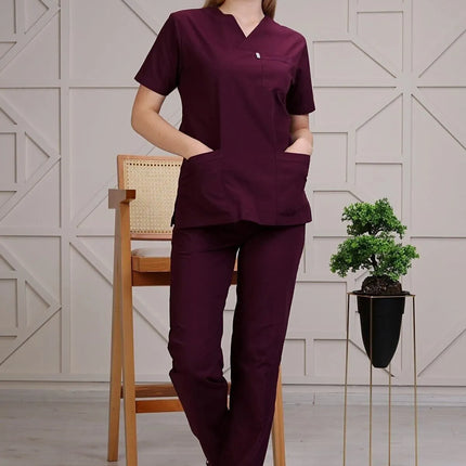 Plum Colored Terycotton Surgical Suit - Raglan Sleeve