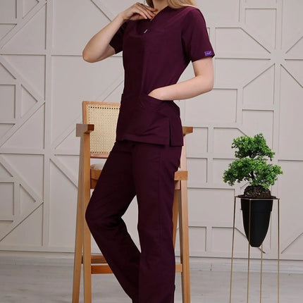 Plum Colored Terycotton Surgical Suit - Raglan Sleeve