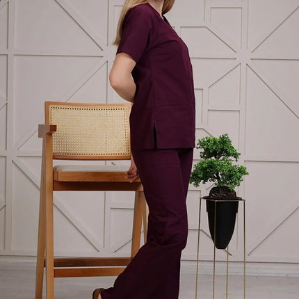 Plum Colored Terycotton Surgical Suit - Raglan Sleeve