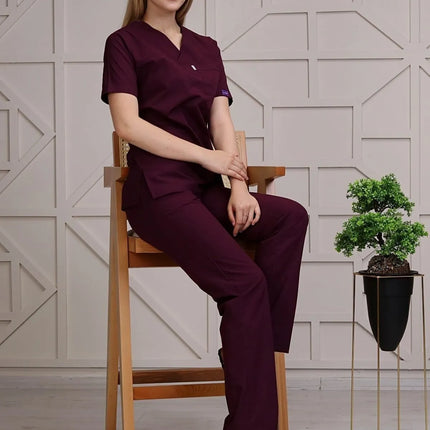 Plum Colored Terycotton Surgical Suit - Raglan Sleeve