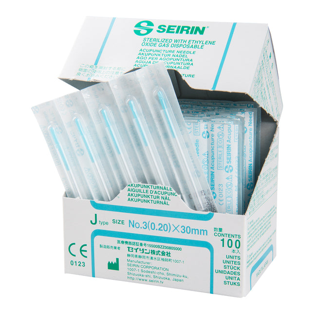 Seirin J-Type, with guide tube, light blue, 0.20x30mm