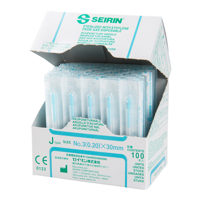 Seirin J-Type, with guide tube, light blue, 0.20x30mm