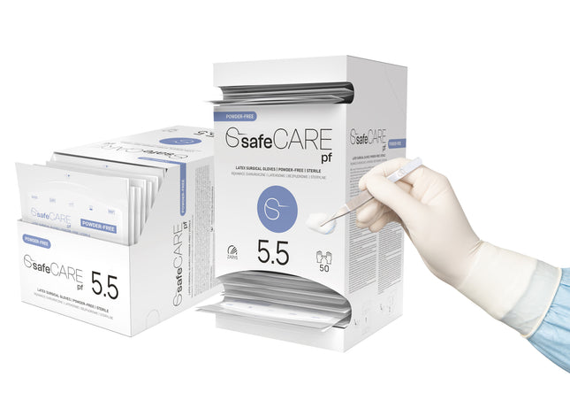 Latex OP-Handschuhe, safeCare, puderfrei, steril, Gr. 5,5 50 Paar