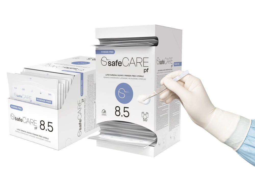 Latex OP-Handschuhe, safeCare, puderfrei, steril, Gr. 8,5 50 Paar