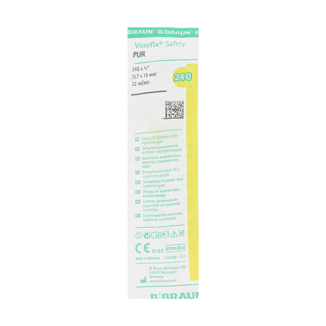 IV Catheter Vasofix Safety pur 24G, 0,7x19mm, yellow, with Valve
