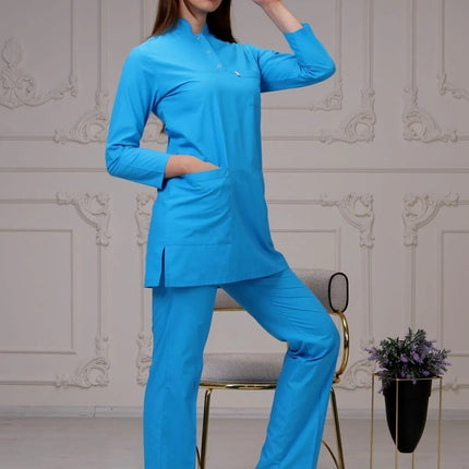 Blue Colored Terycotton Modest Surgical Suit