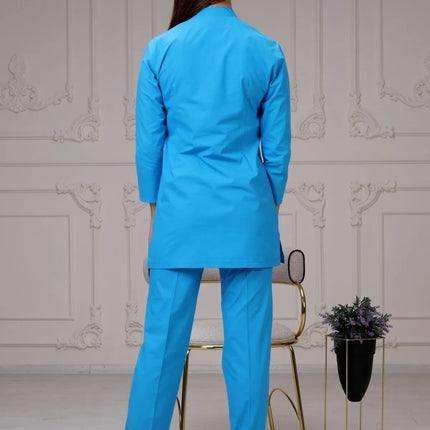 Blue Colored Terycotton Modest Surgical Suit