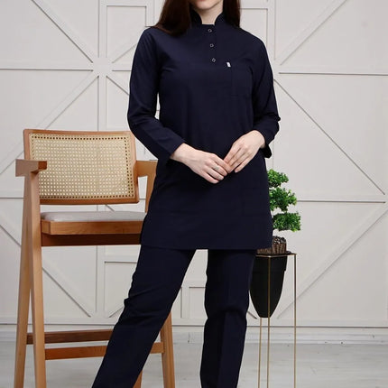 Dark Blue Colored Terycotton Modest Surgical Suit