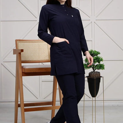 Dark Blue Colored Terycotton Modest Surgical Suit