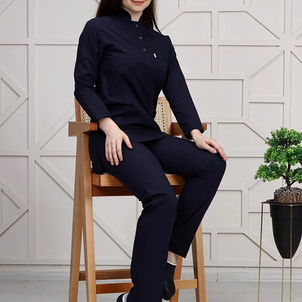 Dark Blue Colored Terycotton Modest Surgical Suit