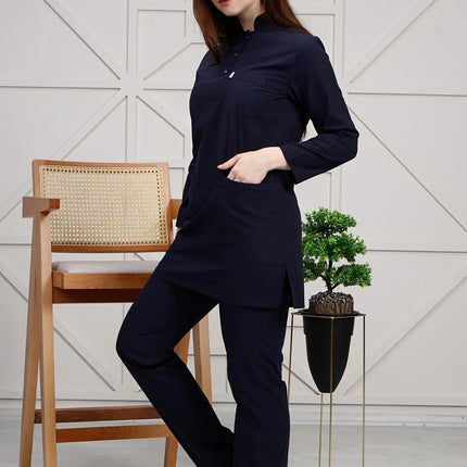 Dark Blue Colored Terycotton Modest Surgical Suit
