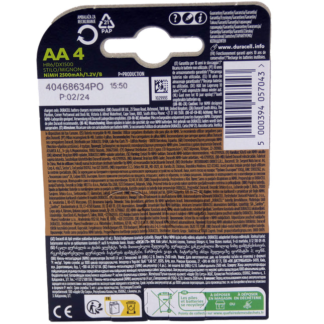 Duracell Recharge Ultra Akku AA (HR06) 2.500 mAh B4 Precharged (vorgeladen)
