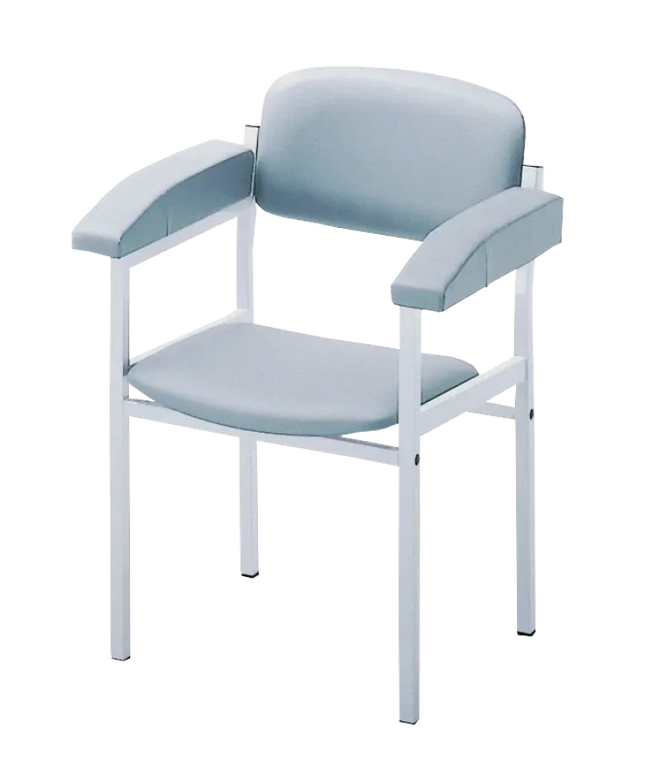 Treatment and examination chair, silver-gray, powder-coated grayish white (RAL 9002), Classic upholstery color