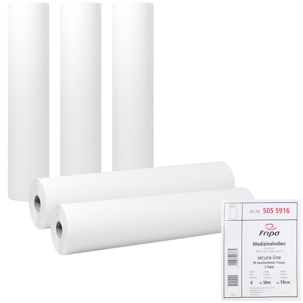 fripa-med "classic-line" 1-ply. 55cmx50m, 100% virgin pulp high-white