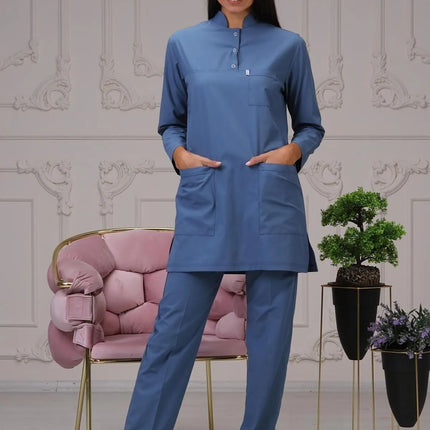 Indigo Colored Terycotton Modest Surgical Suit