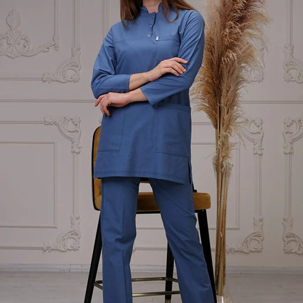 Indigo Colored Terycotton Modest Surgical Suit