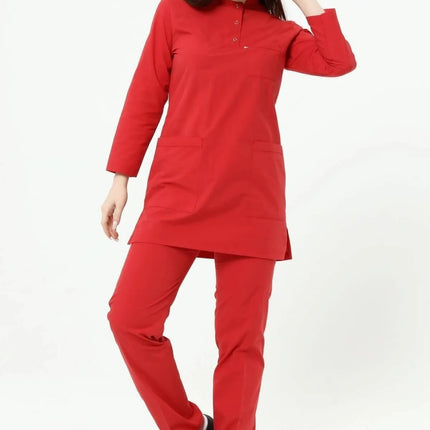 Roter, schlichter OP-Anzug aus Terycotton