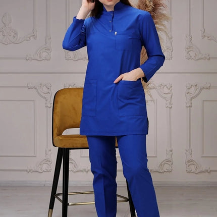 Saks Blue Colored Terycotton Modest Surgical Suit