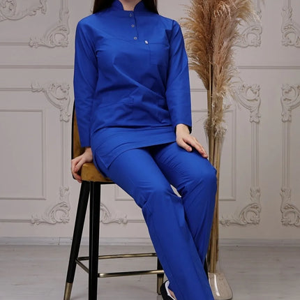 Saks Blue Colored Terycotton Modest Surgical Suit