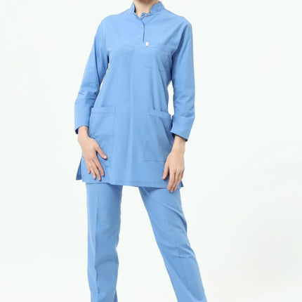 Sky Blue Colored Terycotton Modest Surgical Suit