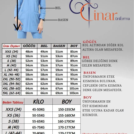 Indigo Colored Terycotton Modest Surgical Suit