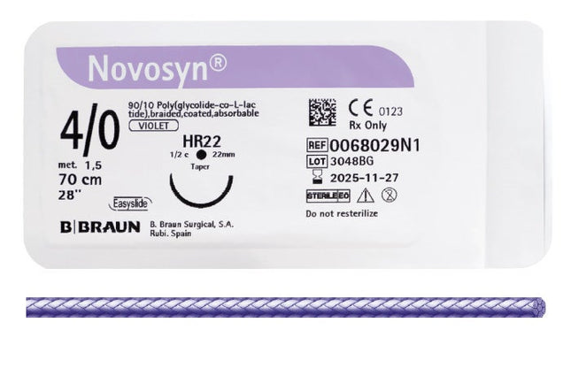 Nahtmaterial Novosyn violett HR 22, USP 3/0, 2metric, Fadenlänge 70cm