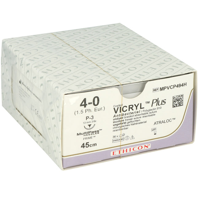 Suture Ethicon VICRYL PLUS UNDYED BRAIDED, P3 MULTIPASS, USP 4/0, Suture length 45cm